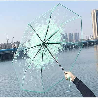 Umbrella Cherry Blossom Creative Little Fresh Three Folding Carton Polyester Auto Open Multi-colors