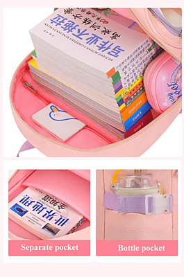 European style Special Design Quicksand Primary School Refrigerator School Bags Anime printed Backpack Bag for Children with cute rabbit doll