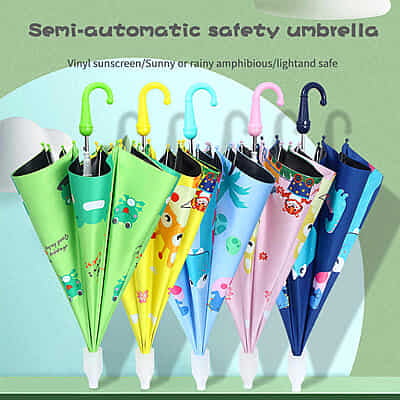 Curved handle kids umbrella sunscreen black glue kids sunny umbrella