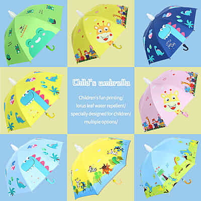 Curved handle kids umbrella sunscreen black glue kids sunny umbrella