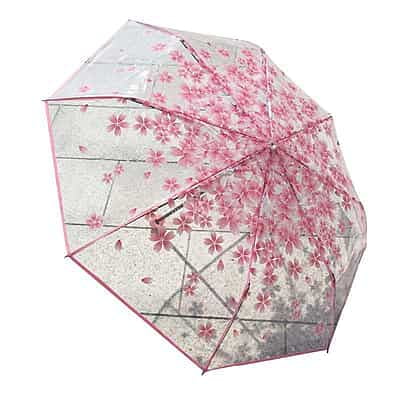 Umbrella Cherry Blossom Creative Little Fresh Three Folding Carton Polyester Auto Open Multi-colors