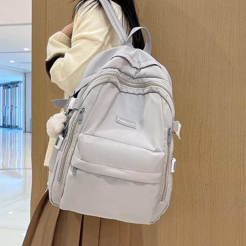 Minimalist Solid Color Unisex Backpacks Leisure Men's Backpack Large Capacity School Bag Women Waterproof Travel Laptop Backpack