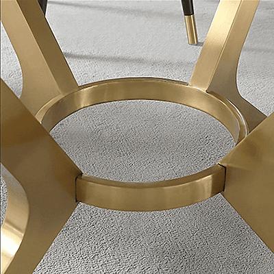 Vikinterio Round White Marble Dining Table Golden Stainless Steel Frame
