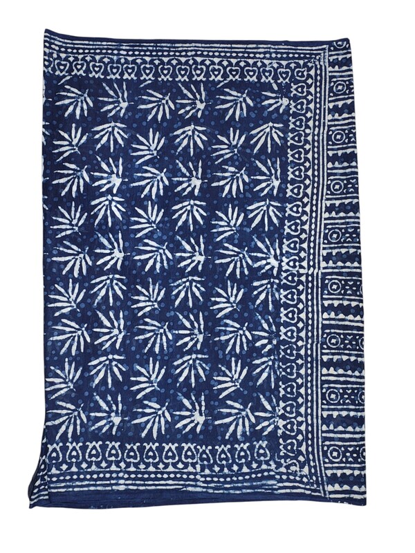 Indigo Batik Print Saree with Running Blouse