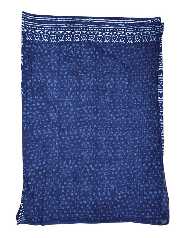 Indigo Batik Print Saree with Running Blouse