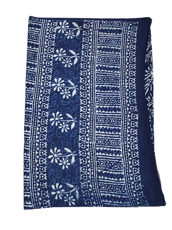Indigo Batik Print Saree with Running Blouse