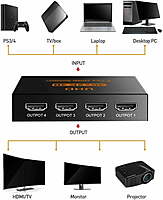 HDMI Splitter 1X8, 1 in 8 Out HDMI Port, Supports 3D 4Kx 2K Full HD 1080P, Compatible for TV, Monitor, Gaming Console, HDTVs, DVD Player ,LED, Projector (Not a Switch) (Black) HDMI Splitter 1X8, 1 in 8 Out HDMI Port, Supports 3D 4Kx 2K Full HD 1080P, Compatible for TV, Monitor, Gaming Console, HDTVs, DVD Player ,LED, Projector (Not a Switch) (Black)