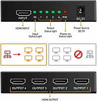 HDMI Splitter 1X8, 1 in 8 Out HDMI Port, Supports 3D 4Kx 2K Full HD 1080P, Compatible for TV, Monitor, Gaming Console, HDTVs, DVD Player ,LED, Projector (Not a Switch) (Black) HDMI Splitter 1X8, 1 in 8 Out HDMI Port, Supports 3D 4Kx 2K Full HD 1080P, Compatible for TV, Monitor, Gaming Console, HDTVs, DVD Player ,LED, Projector (Not a Switch) (Black)