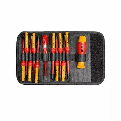 INGCO 12 Pcs Interchangeable Insulated Screwdriver Set HKISD1201