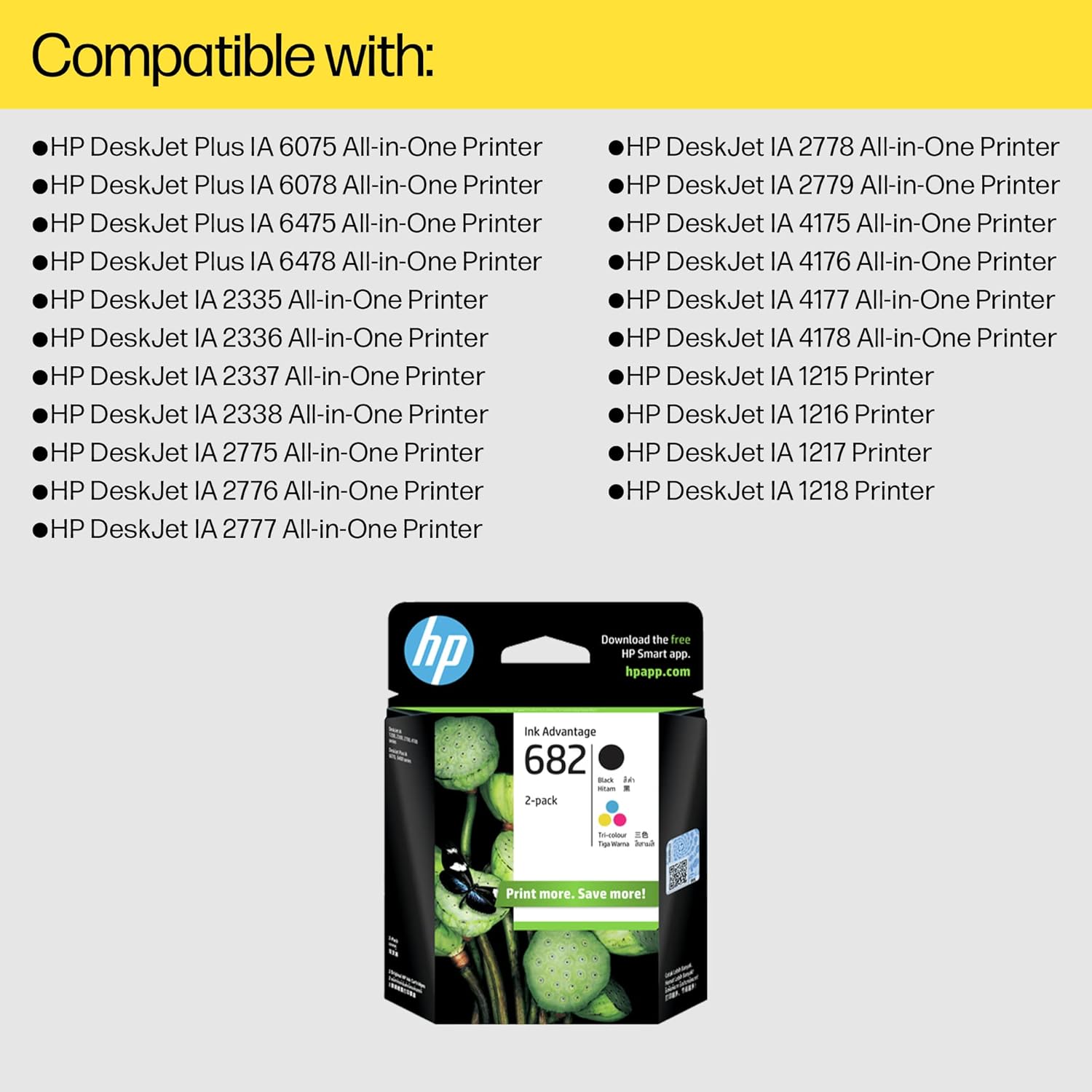 HP 682 Original Ink Advantage Cartridge For HP Desk Jet Plus IA 6475 AIO Printer HP 682 Original Ink Advantage Cartridge For HP Desk Jet Plus IA 6475 AIO Printer