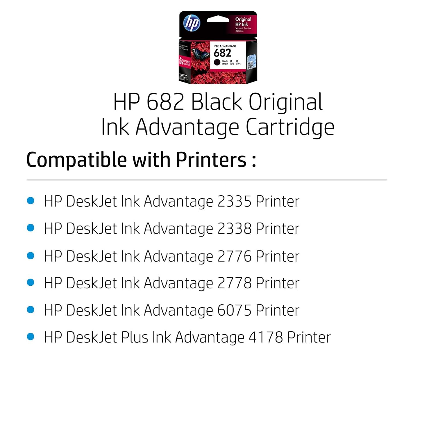 HP 682 Original Ink Advantage Cartridge For HP Desk Jet Plus IA 6475 AIO Printer HP 682 Original Ink Advantage Cartridge For HP Desk Jet Plus IA 6475 AIO Printer