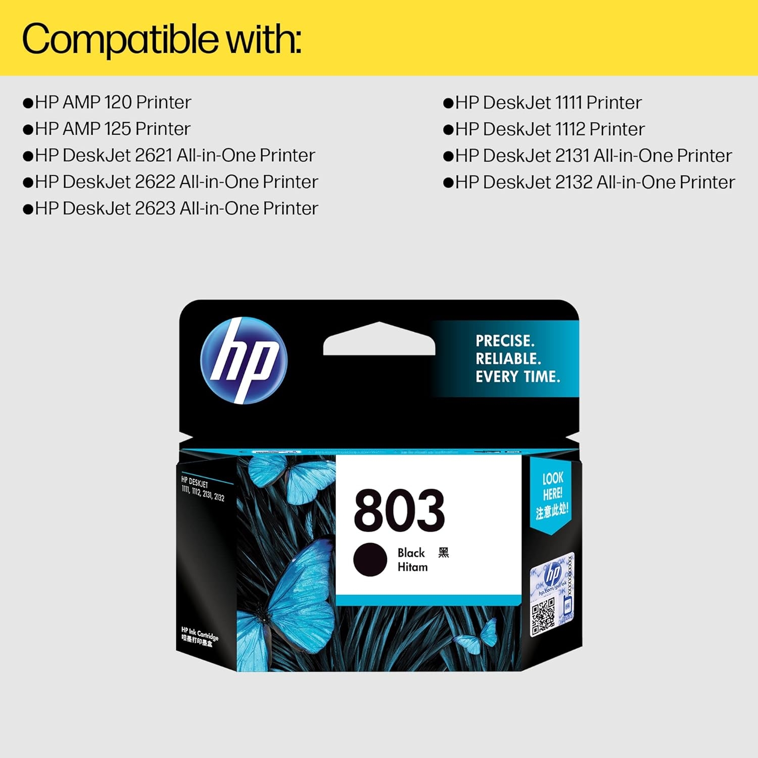 HP 803 Ink Cartridge For HP DeskJet All-in-One (2132, 2131, 2623, 2622, 2621), HP DeskJet (1112, 1111) Printers HP 803 Ink Cartridge For HP DeskJet All-in-One (2132, 2131, 2623, 2622, 2621), HP DeskJet (1112, 1111) Printers