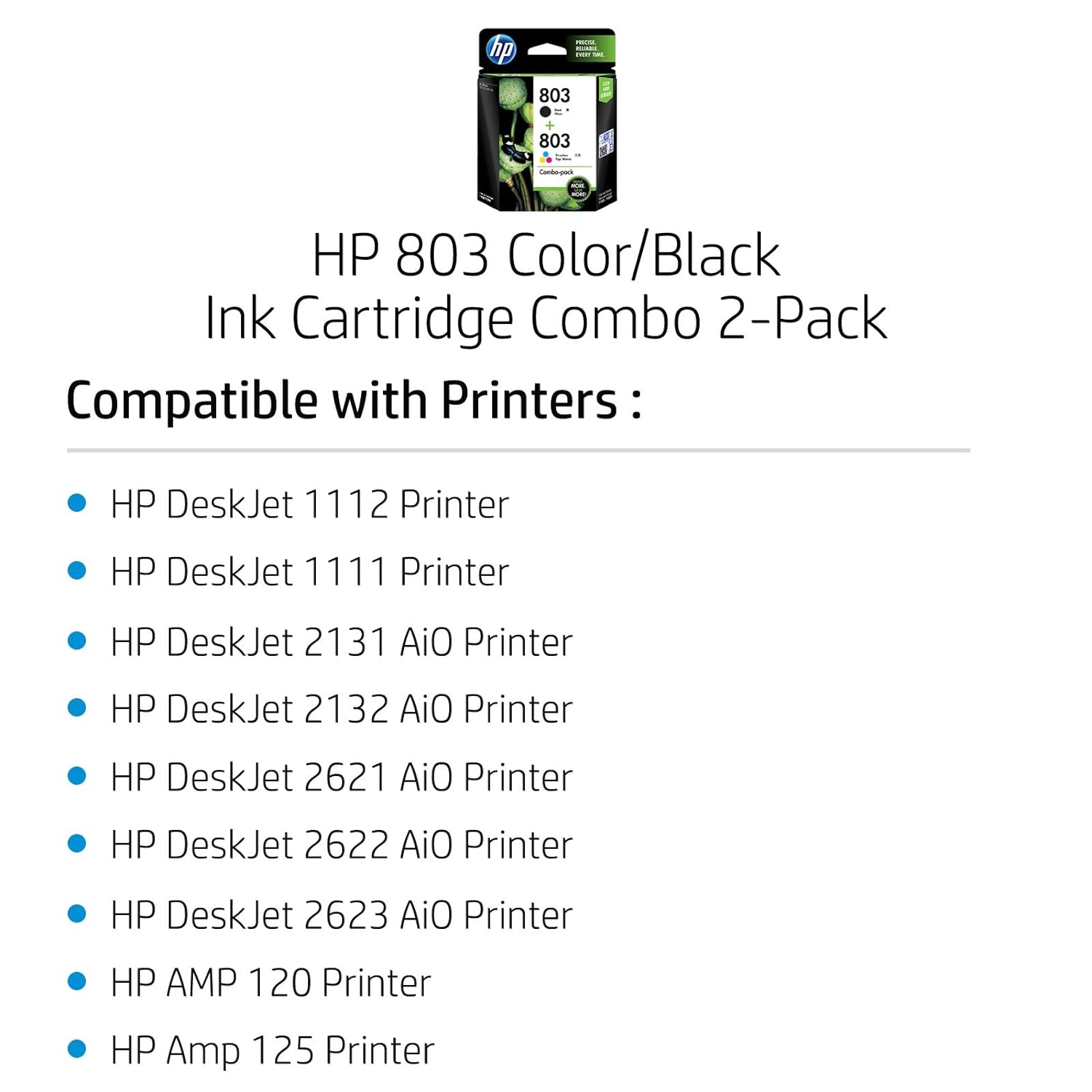 HP 803 Ink Cartridge For HP DeskJet All-in-One (2132, 2131, 2623, 2622, 2621), HP DeskJet (1112, 1111) Printers HP 803 Ink Cartridge For HP DeskJet All-in-One (2132, 2131, 2623, 2622, 2621), HP DeskJet (1112, 1111) Printers