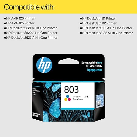HP 803 Ink Cartridge For HP DeskJet All-in-One (2132, 2131, 2623, 2622, 2621), HP DeskJet (1112, 1111) Printers HP 803 Ink Cartridge For HP DeskJet All-in-One (2132, 2131, 2623, 2622, 2621), HP DeskJet (1112, 1111) Printers