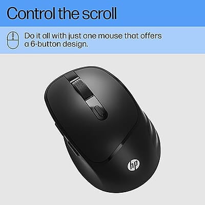 HP M120 Wireless Mouse, USB-A Nano dongle, 2.4 GHz Wireless Connection, 6 Buttons, Up to 1600 dpi, Optical Sensor, Ergonomic Design, 12-Month Battery