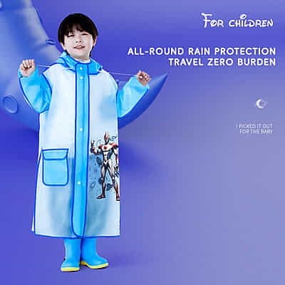 High Quality Lightweight EVA Raincoats Waterproof Windproof Hood Boys Girls Outdoor Hiking School children a