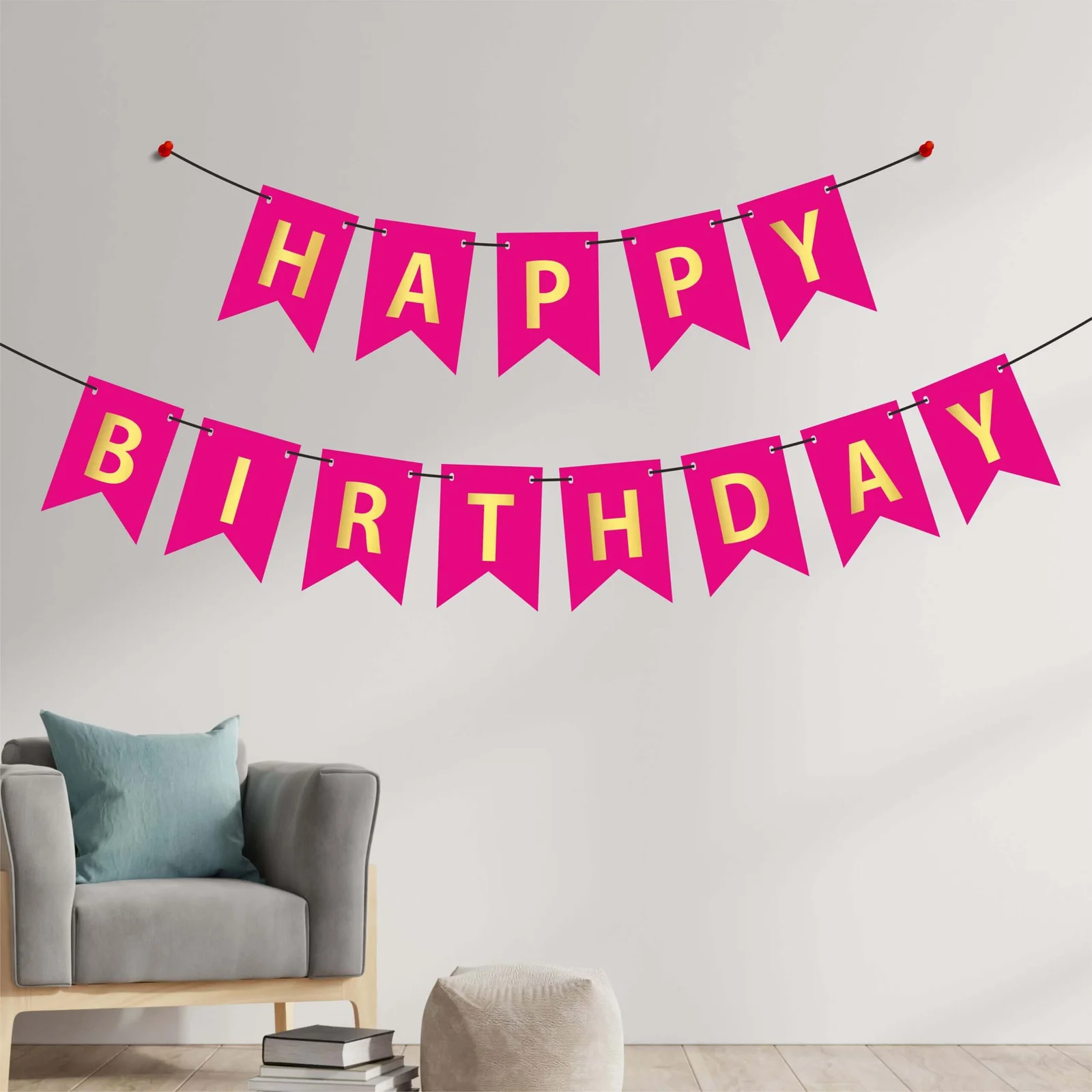 Happy Birthday Banner (Pink) | Pack of 1 Set Happy Birthday Banner (Pink) | Pack of 1 Set