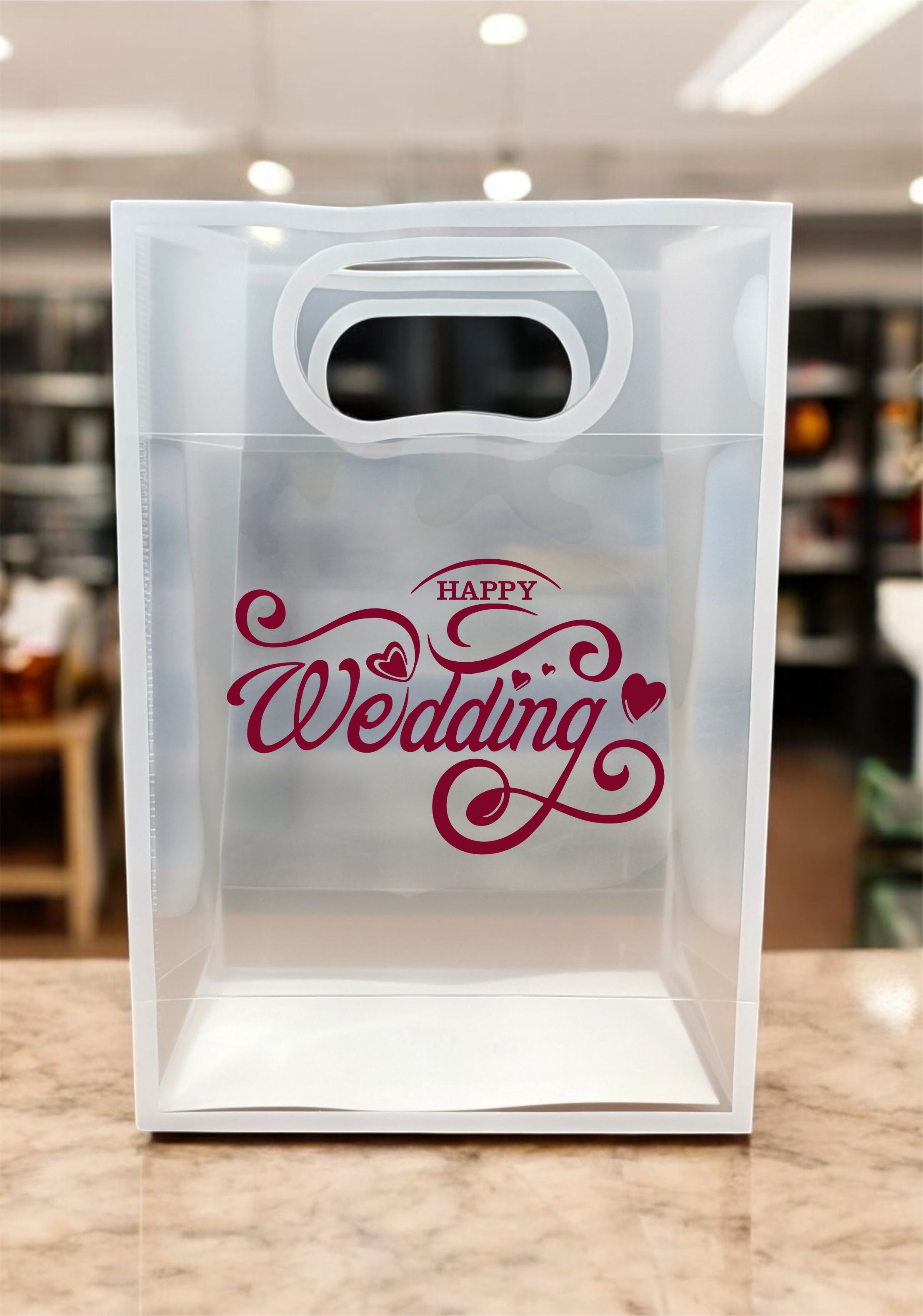 The Magic Balloons – Printed Wedding Gift Bags with Handles | Pack of 6 Transparent Reusable Gift Bags | Party Favor Bags, Hamper Bags for Wedding, Anniversary, Surprise Gifts, Return Gift