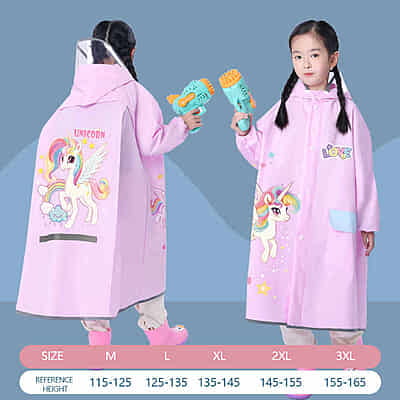 High Quality Custom  EVA Raincoat Set for Boys Girls Cartoon Design Reflective Strip Outdoor Activities