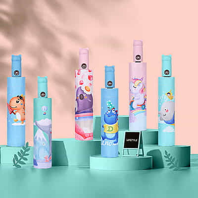 black glue automatic kids umbrella folding children's umbrella cartoon umbrella