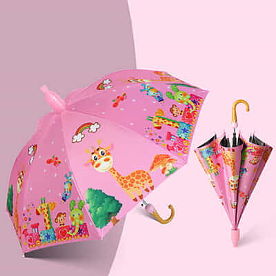 Children's Lovely Manual Open Kitty Umbrella Polyester Straight Design Semi-Automatic Children's Lovely Manual Open Kitty Umbrella Polyester Straight Design Semi-Automatic