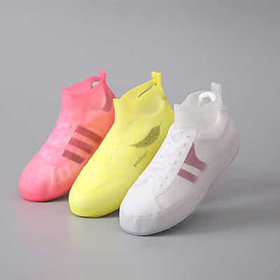Men and Women's Rainproof Anti-Slip Silicone TPE Rainy Day Rain Boots pink yellow