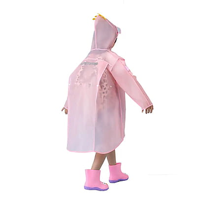 Custom Transparent EVA Hood Raincoat  Waterproof Cartoon Printed Outdoor Hiking