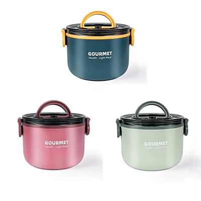 1000ml Kids Lunch Box 304 Stainless Steel Round Food Storage Container Adult Portable Lunch Box