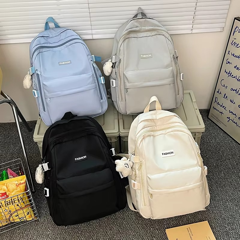 Minimalist Solid Color Unisex Backpacks Leisure Men's Backpack Large Capacity School Bag Women Waterproof Travel Laptop Backpack