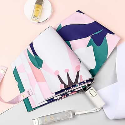 Hot selling Nordic illustration folding umbrella 3 fold woman clear umbrella automatic foldable umbrella