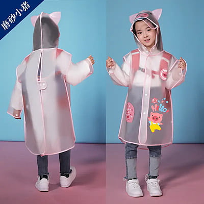Custom Transparent EVA Hood Raincoat  Waterproof Cartoon Printed Outdoor Hiking