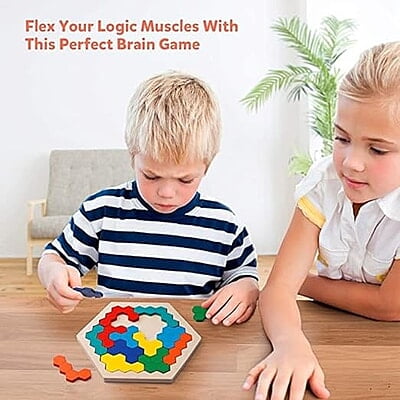 Hexagonal Wooden Tetris Brain Treaser