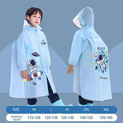 High Quality Custom  EVA Raincoat Set for Boys Girls Cartoon Design Reflective Strip Outdoor Activities