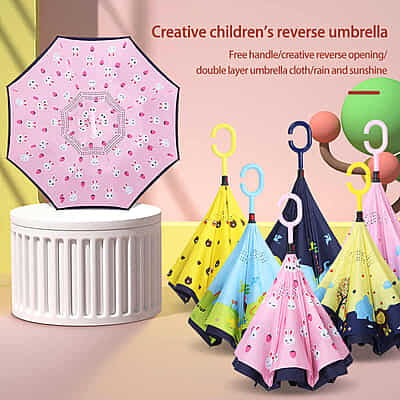 Kids Umbrella C Handle Windproof Inverted Double Umbrella Customization Logo Kids Umbrella C Handle Windproof Inverted Double Umbrella Customization Logo