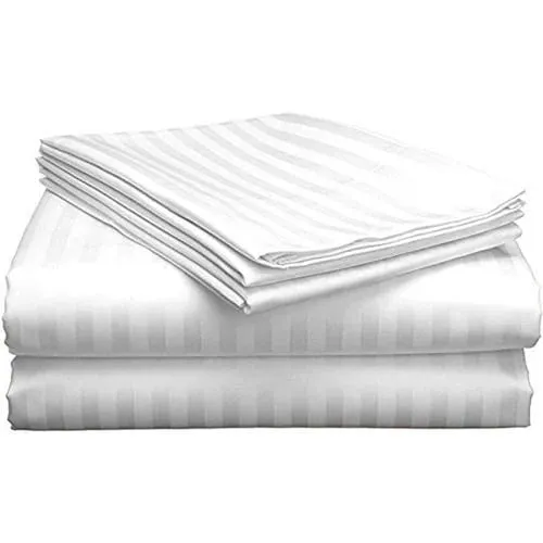 Sofrito Bedsheet Glace Cotton 300 TC - Striped - White
