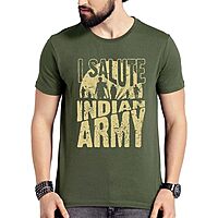 I Salute Indian Army Regular Fit T-Shirt for Men & Women | Indian Military T-Shirt | Super Combed Cotton Round Neck Half Sleeve
