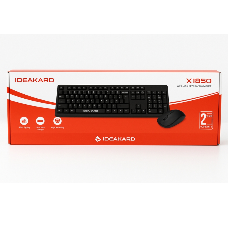 Ideakard X1850 | Wireless Keyboard and Mouse Combo |Ultra-Slim Design | Silent Typing |High Reliability |Black Ideakard X1850 | Wireless Keyboard and Mouse Combo |Ultra-Slim Design | Silent Typing |High Reliability |Black