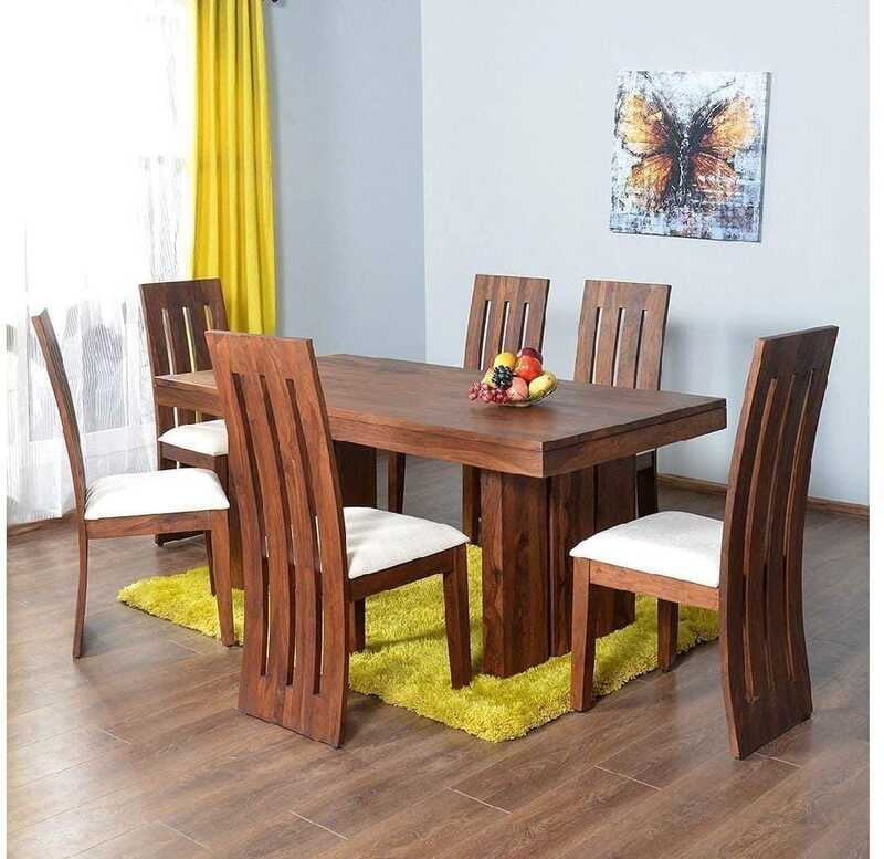 Solid Wooden Sheesham Wood 6 Seater Dining Table Set with 6 Chairs for Dining Room (Sheesham Wood, Dark Red Mahogany Finish) Wood Dining Table 6 Seater Solid Wooden Sheesham Wood 6 Seater Dining Table Set with 6 Chairs for Dining Room (Sheesham Wood, Dark Red Mahogany Finish) Wood Dining Table 6 Seater