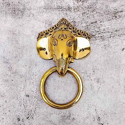 Brass Ganesha Door Knocker - 8.4 inch Height | Decorative Brass Door Knocker