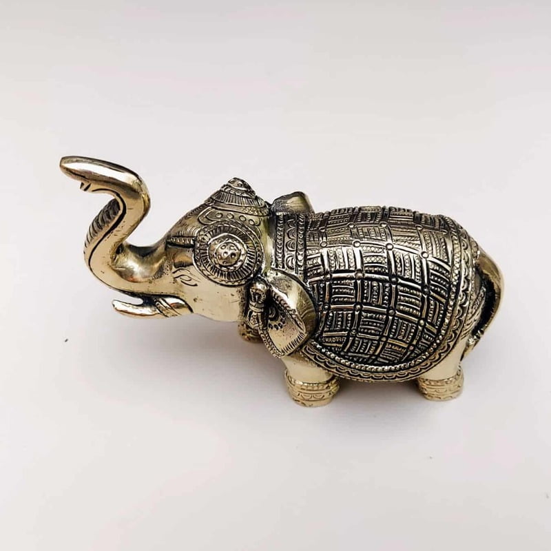 Brass Elephant - 4 inch Height | Miniature Brass Elephant Figurine for Decor Brass Elephant - 4 inch Height | Miniature Brass Elephant Figurine for Decor