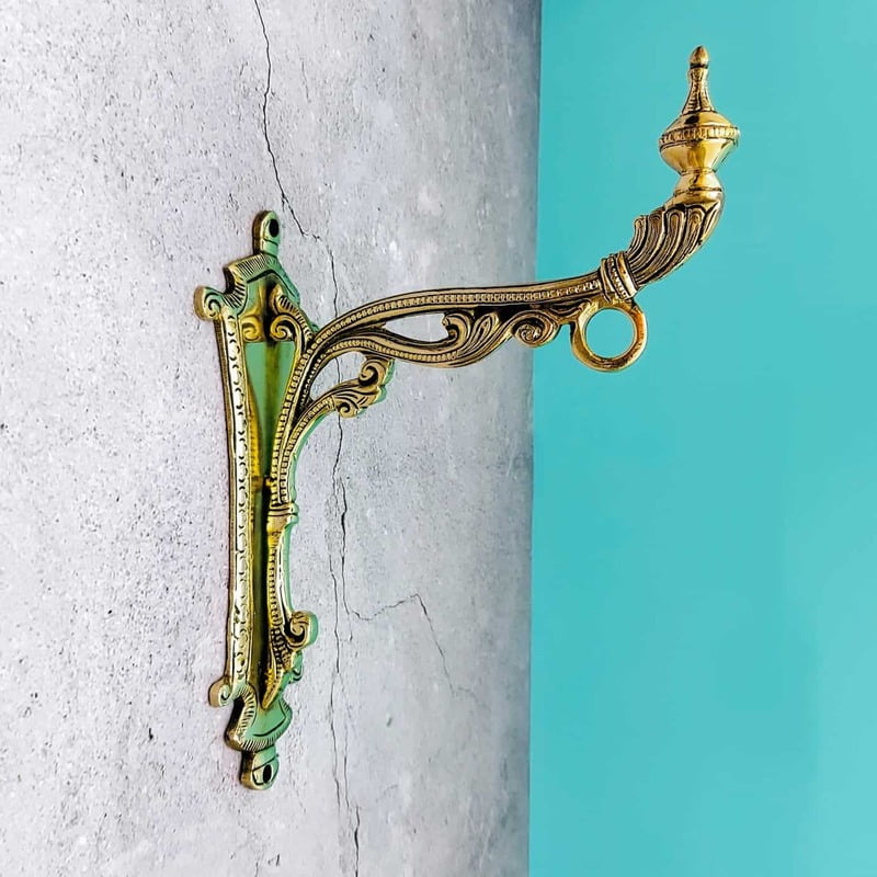Brass Hanging Wall Mount Bracket - 8 inch Height | Stylish Brass Wall Mount Bracket for Hanging Decor Brass Hanging Wall Mount Bracket - 8 inch Height | Stylish Brass Wall Mount Bracket for Hanging Decor