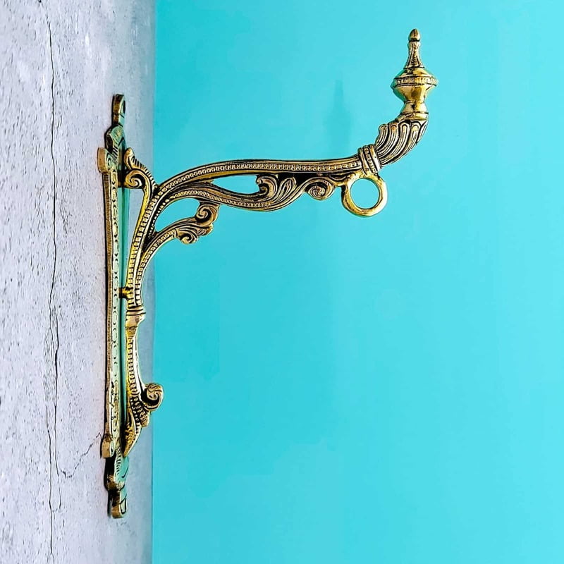 Brass Hanging Wall Mount Bracket - 8 inch Height | Stylish Brass Wall Mount Bracket for Hanging Decor Brass Hanging Wall Mount Bracket - 8 inch Height | Stylish Brass Wall Mount Bracket for Hanging Decor