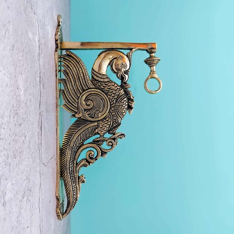 Brass Super Fine Peacock Hanging Wall Mount Bracket - 12.5 inch Height | Beautiful Brass Peacock Wall Bracket for Hanging Brass Super Fine Peacock Hanging Wall Mount Bracket - 12.5 inch Height | Beautiful Brass Peacock Wall Bracket for Hanging