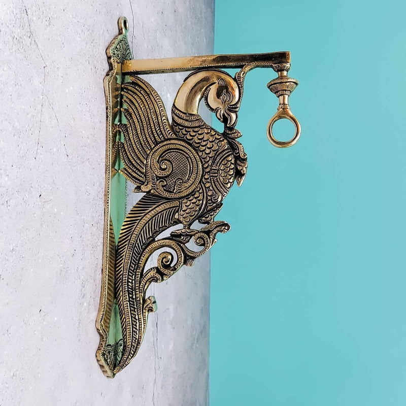 Brass Super Fine Peacock Hanging Wall Mount Bracket - 12.5 inch Height | Beautiful Brass Peacock Wall Bracket for Hanging Brass Super Fine Peacock Hanging Wall Mount Bracket - 12.5 inch Height | Beautiful Brass Peacock Wall Bracket for Hanging