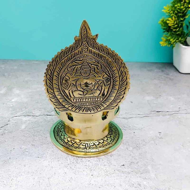 Brass Asta Lakshmi Diya - 7 inch Height | Elegant Brass Asta Lakshmi Diya for Festivals Brass Asta Lakshmi Diya - 7 inch Height | Elegant Brass Asta Lakshmi Diya for Festivals