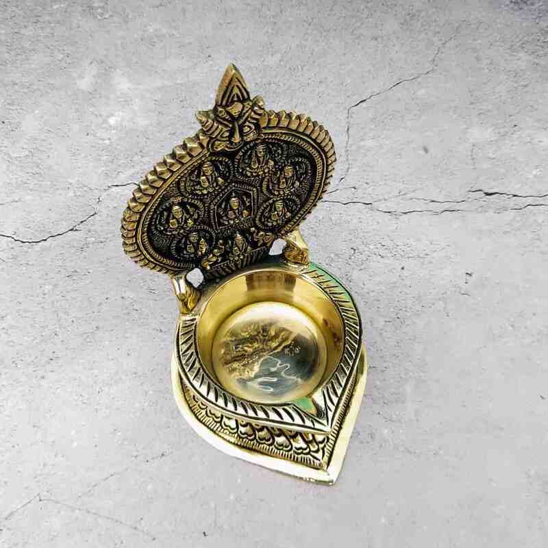 Brass Asta Lakshmi Diya - 7 inch Height | Elegant Brass Asta Lakshmi Diya for Festivals Brass Asta Lakshmi Diya - 7 inch Height | Elegant Brass Asta Lakshmi Diya for Festivals