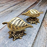 Brass Peepal Leaf Design Diya Pair - 1.4 inch Height | Spiritual Radiance Brass Peepal Leaf Design Diya Pair - 1.4 inch Height | Spiritual Radiance