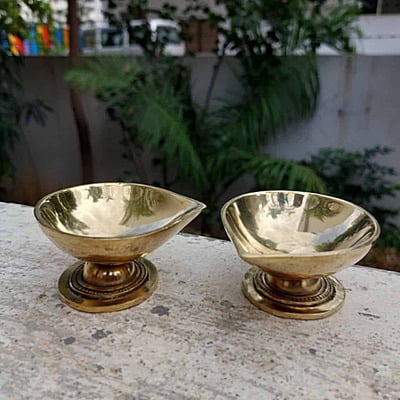 Brass Plain Deepak/Diya - Pair - 2 inch Height | Traditional Radiance