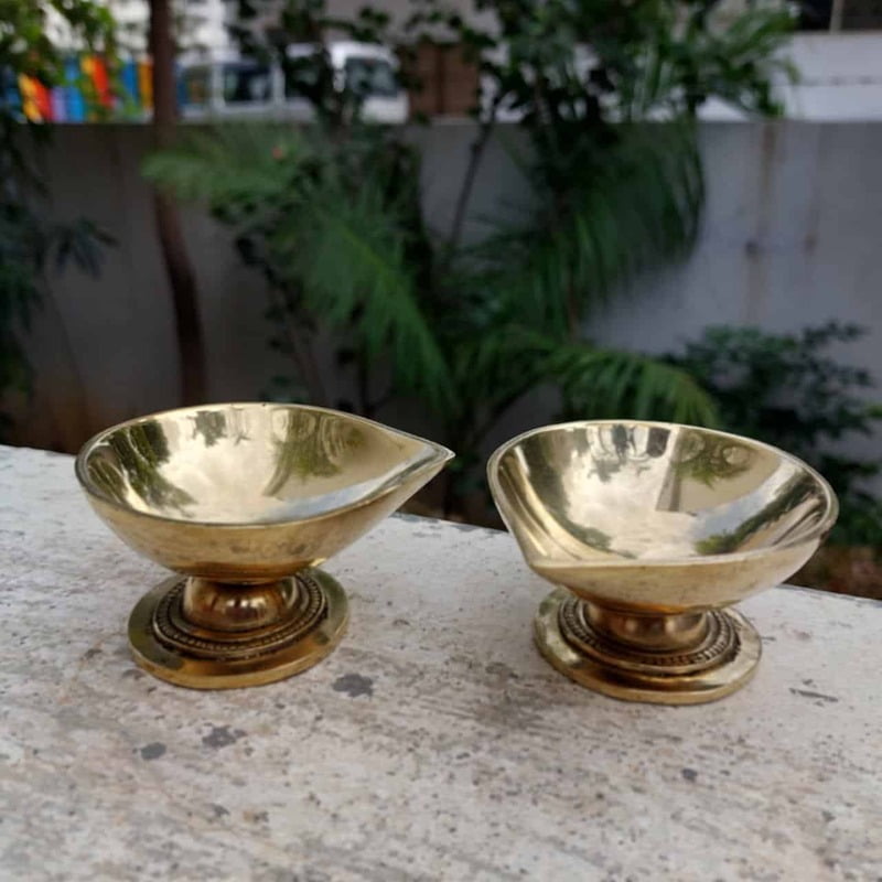 Brass Plain Deepak/Diya - Pair - 2 inch Height | Traditional Radiance