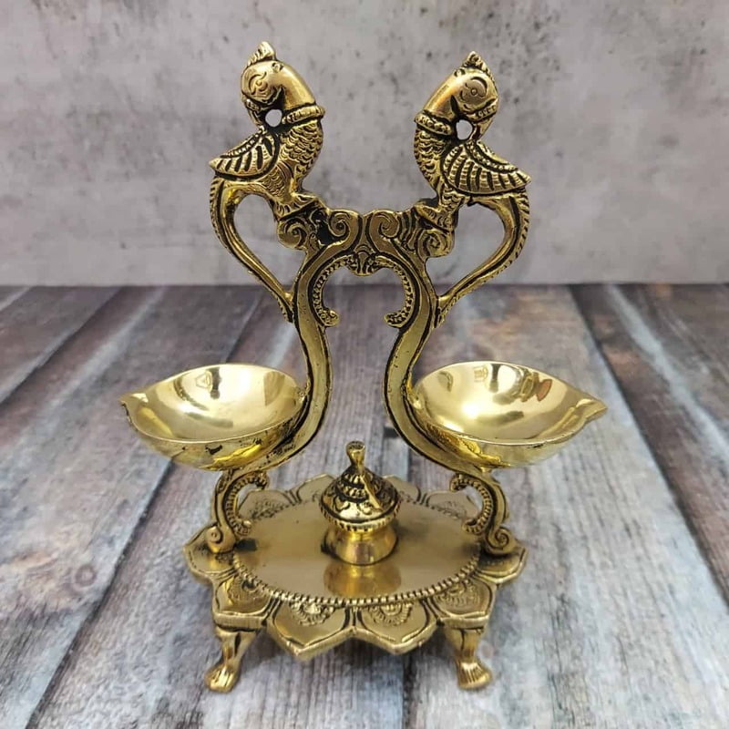 Brass Annapakshi Deepak - 6.8 inch Height | Divine Radiance Brass Annapakshi Deepak - 6.8 inch Height | Divine Radiance